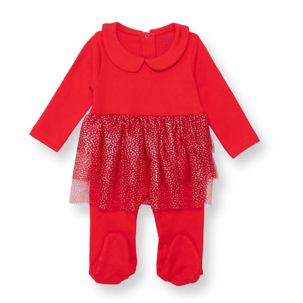 HelloBaby My First Christmas Newborn Girl Footed Jumpsuit - Red
