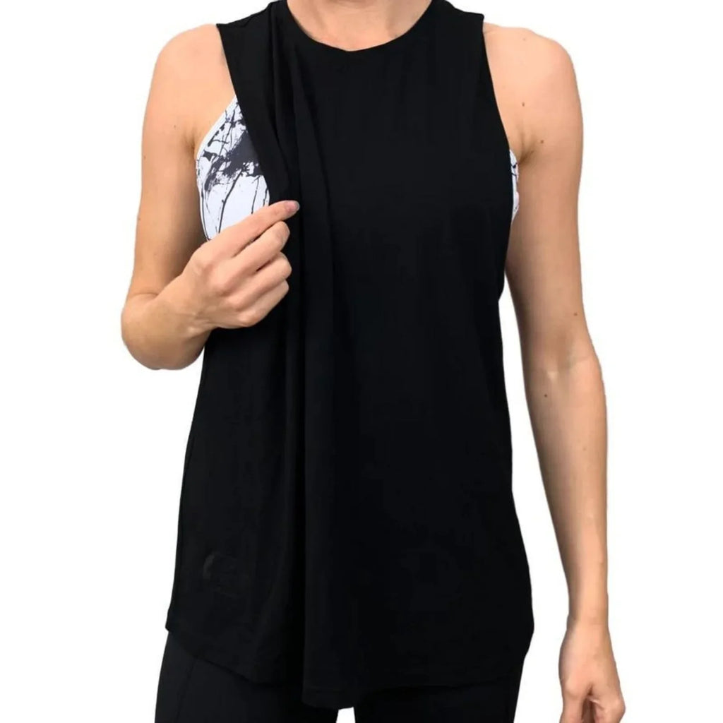 Maternity and Nursing Longline Vest Top - Black