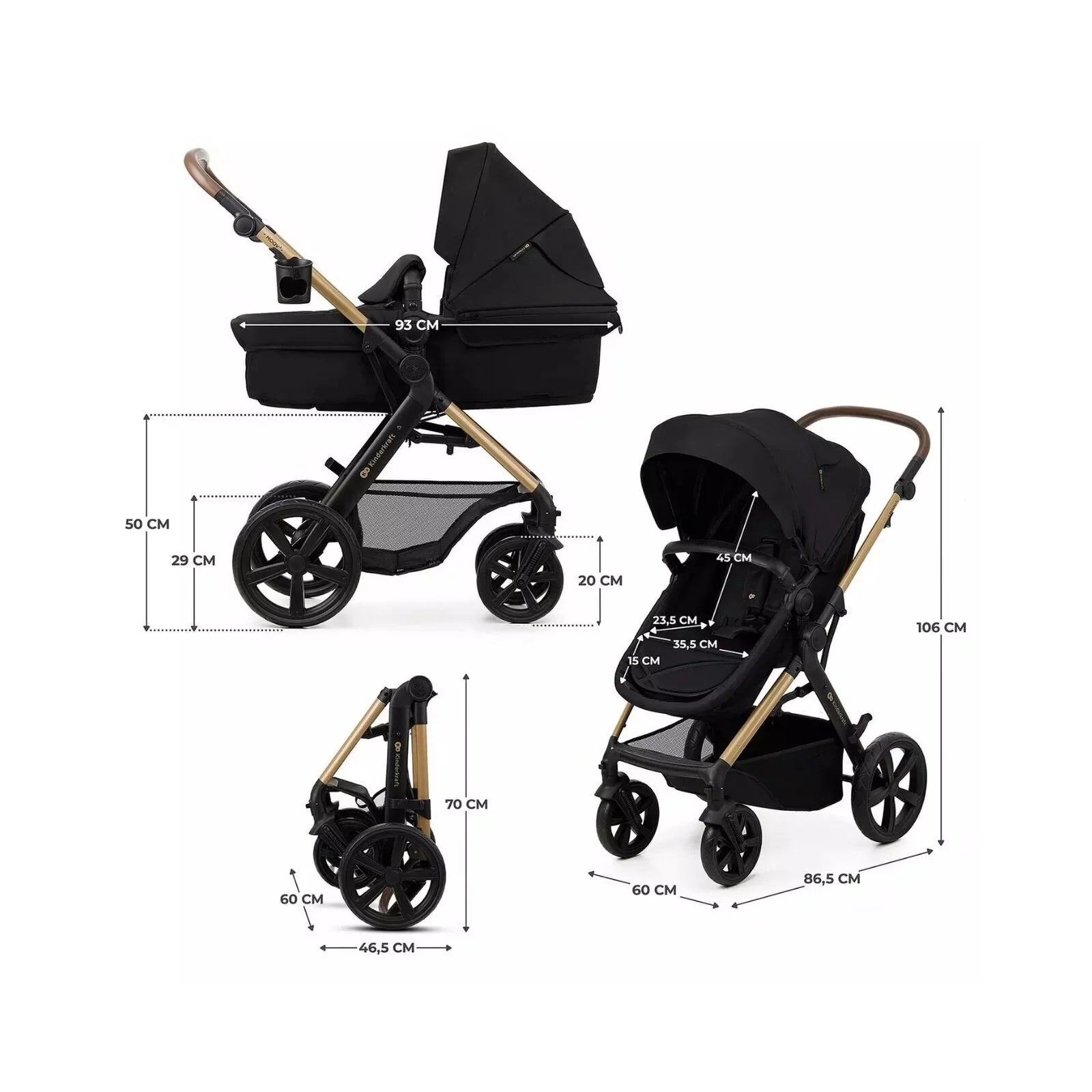 Kinderkraft Moov 2 3-in-1 Travel System - Black