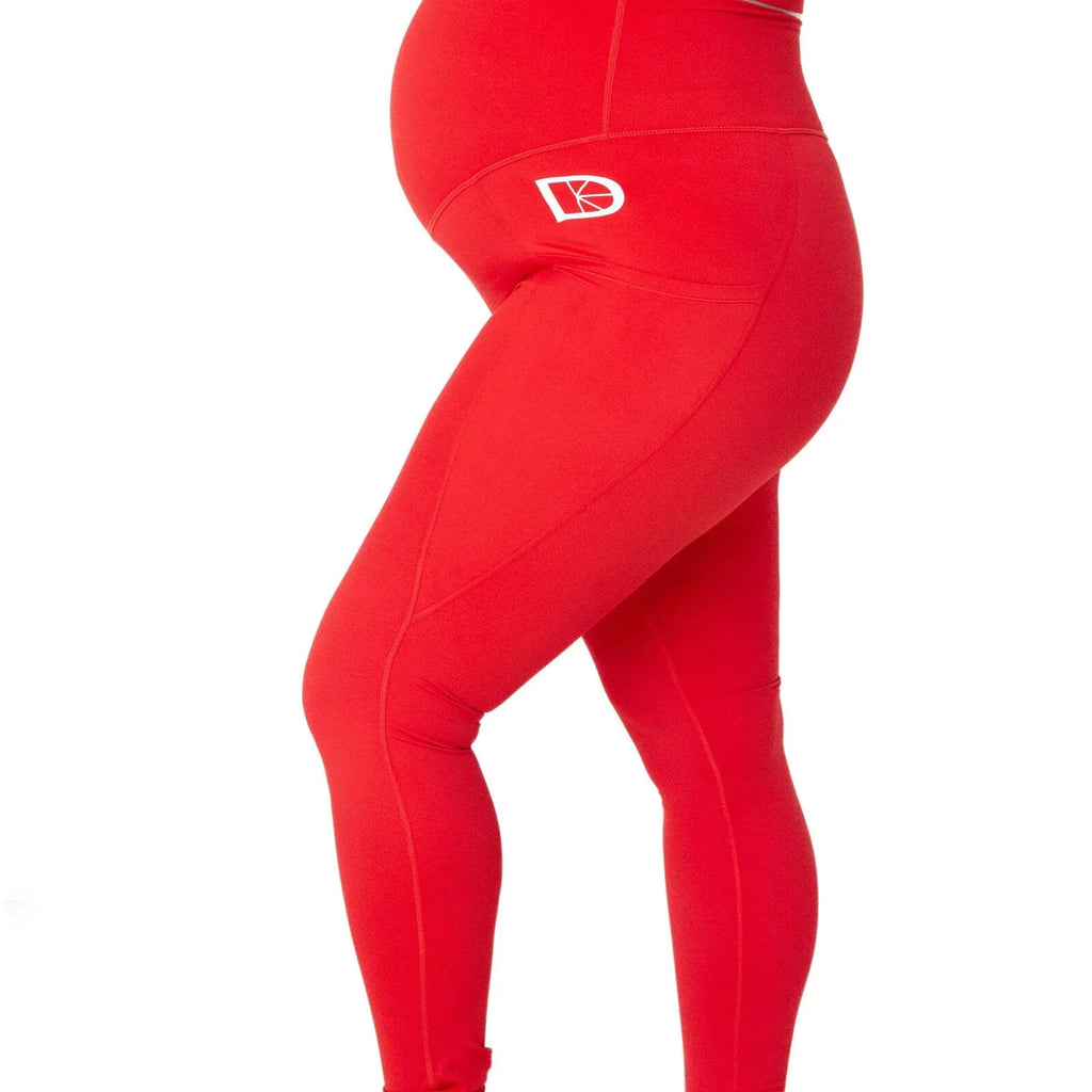 Latched Maternity and Postnatal Active Support Leggings - Red