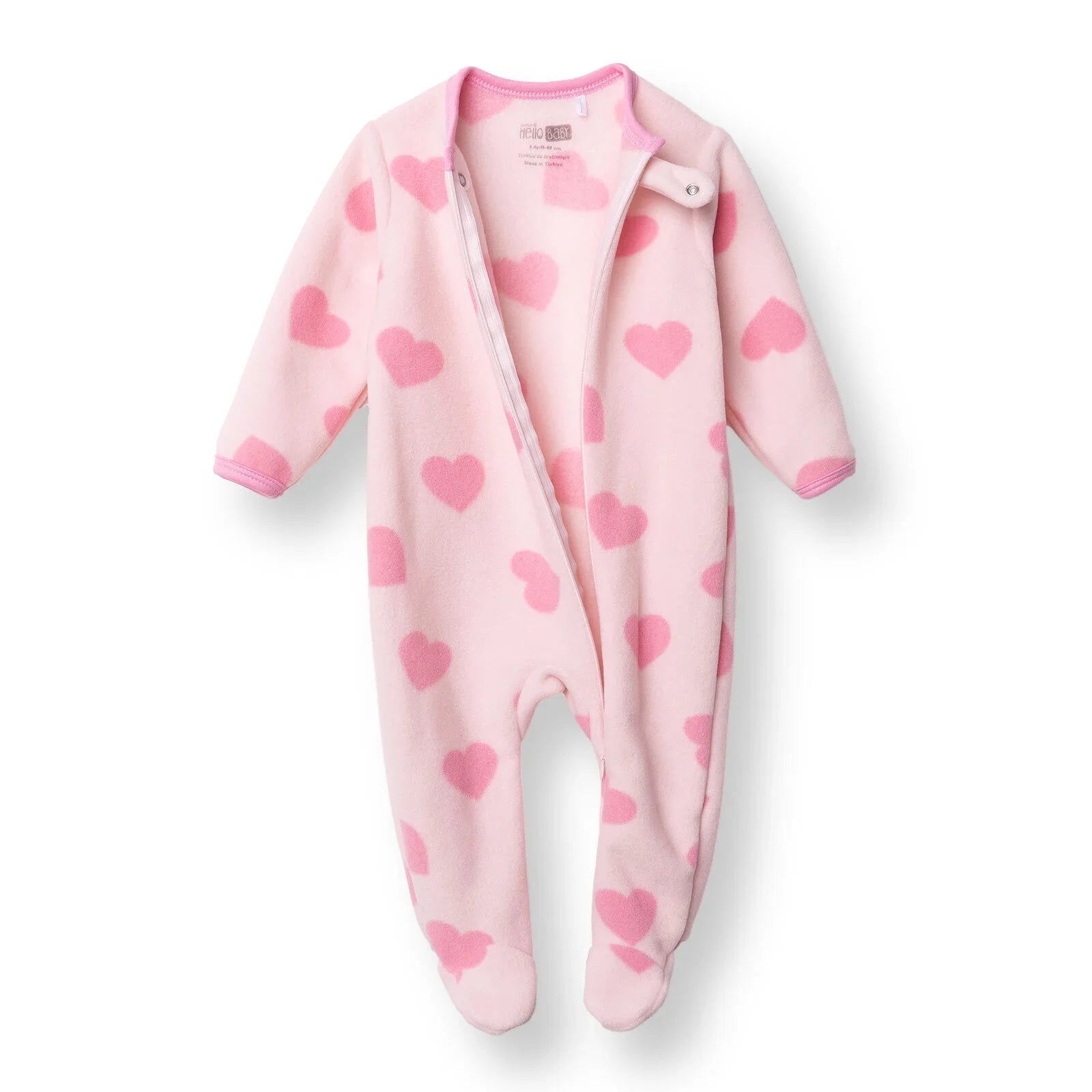 HelloBaby Newborn Polar Footed Jumpsuit - Pink Printed