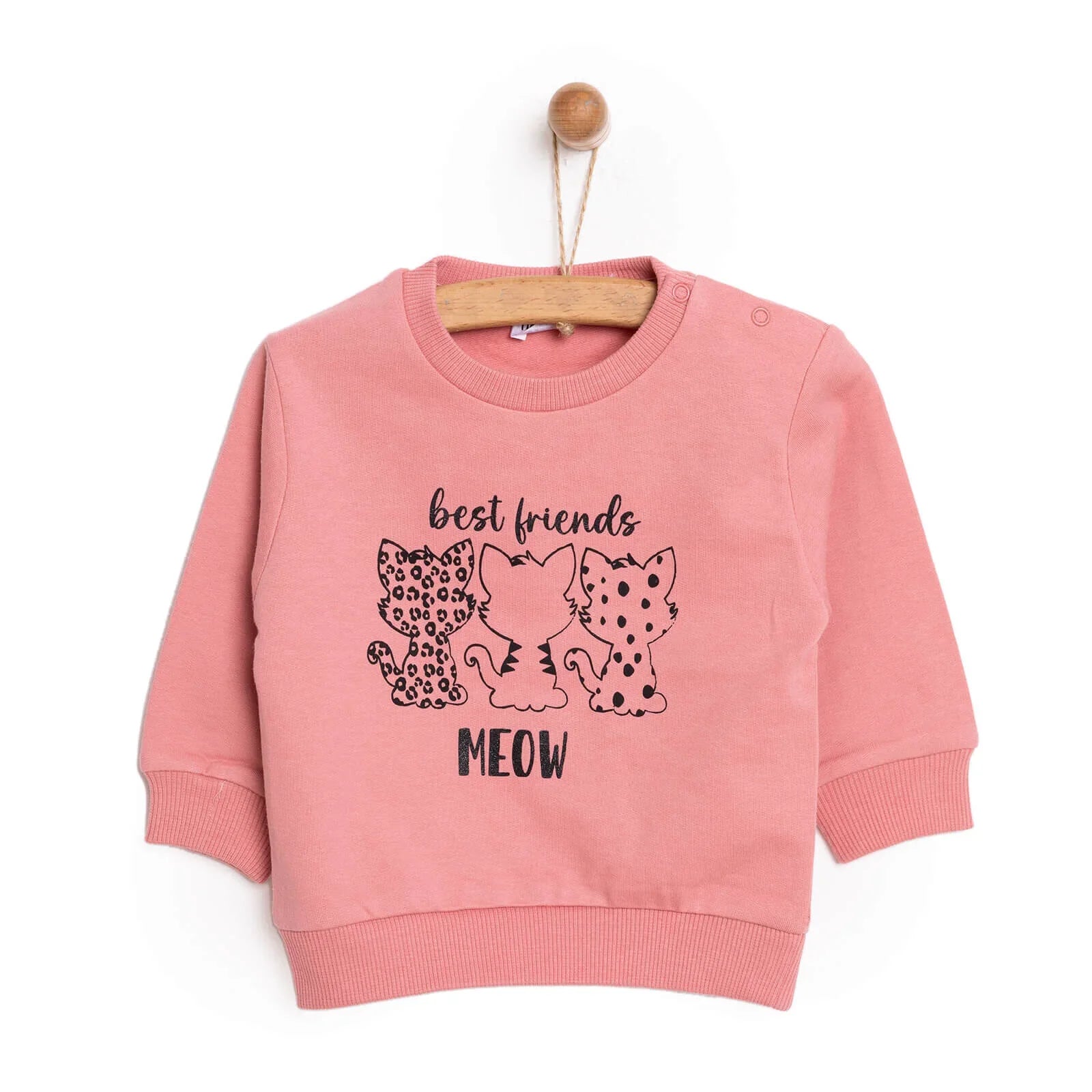 HelloBaby Baby Girl Cat Printed Sweatshirt - Light Rose