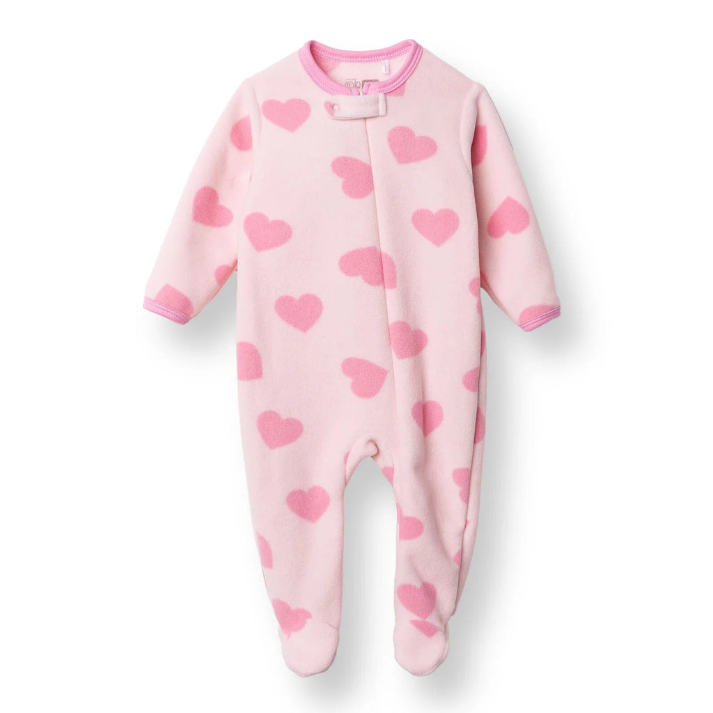 HelloBaby Newborn Polar Footed Jumpsuit - Pink Printed