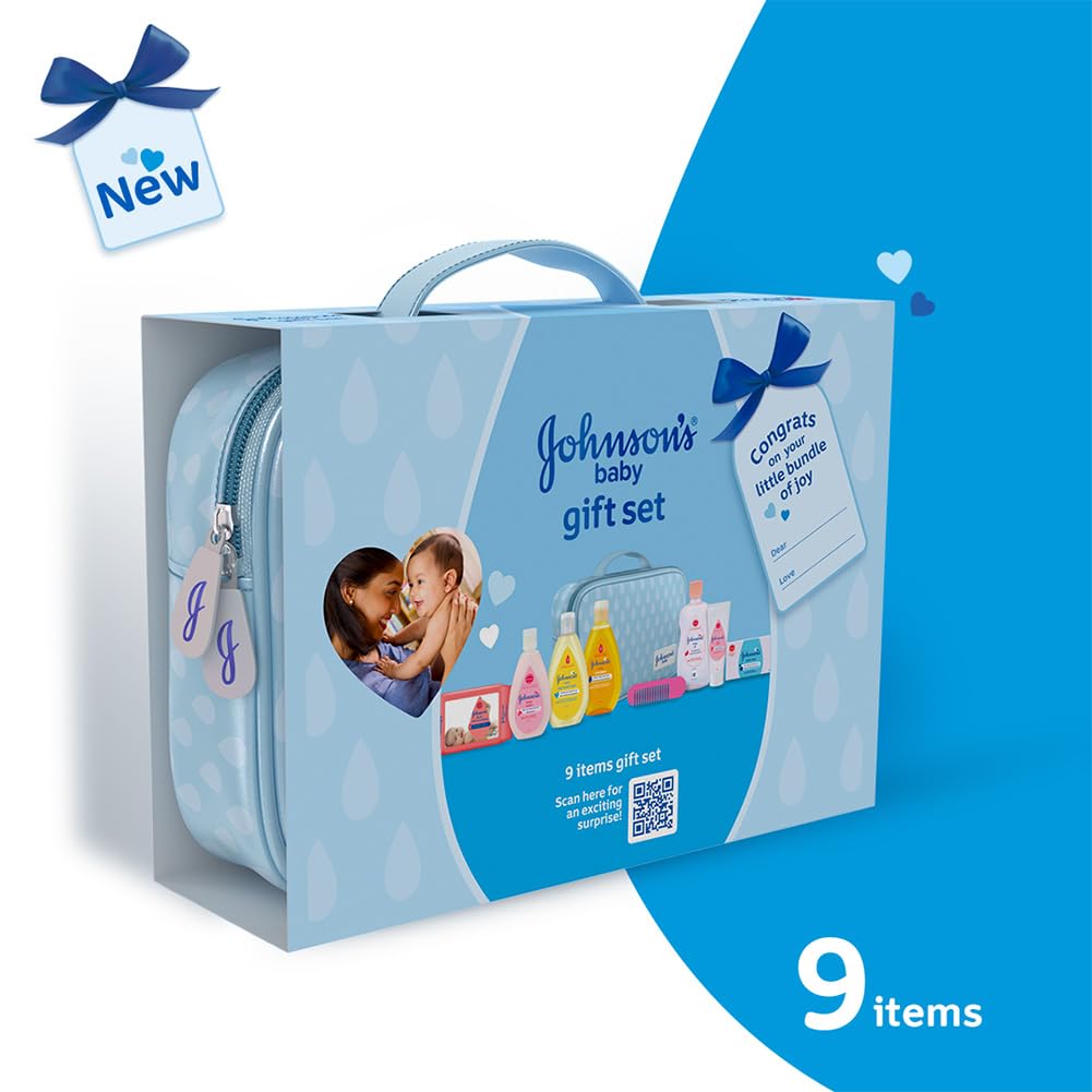 Johnson's Baby Gift Pack with Pouch - Complete Newborn Care Essentials Set