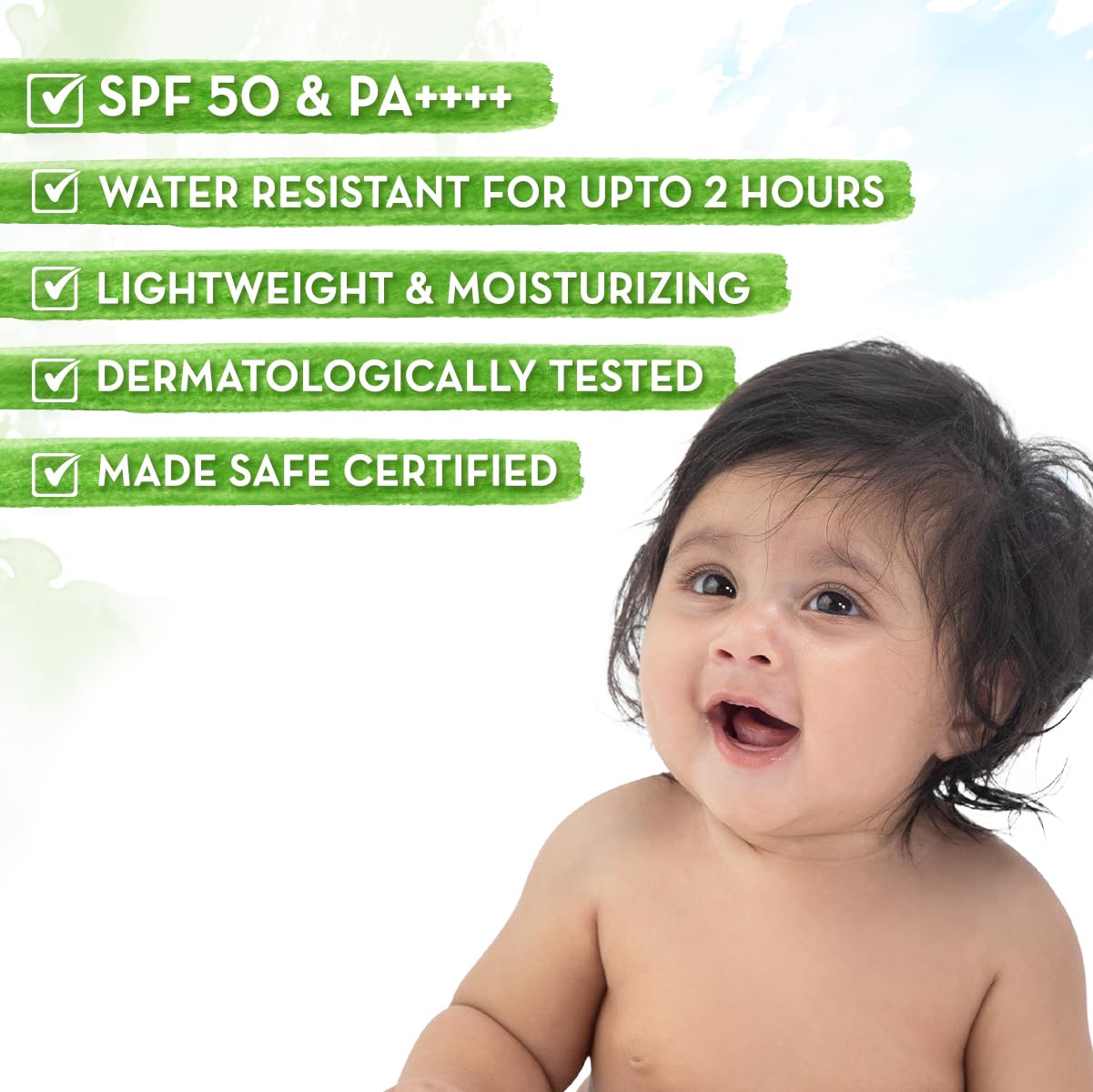 Mamaearth Baby Sunscreen SPF 50 PA++++ | Water Resistant | Dermatologically Tested | 50g