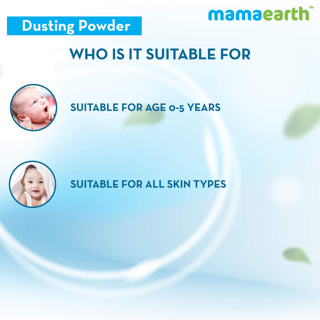 Mamaearth Dusting Power For Babies - 300 g | Infused with Organic Oatmeal and Arrowroot Powder | Calms and Relaxes Skin, Prevents Diaper Rash, Dermatologically Tested, Free From Talc and Parabens