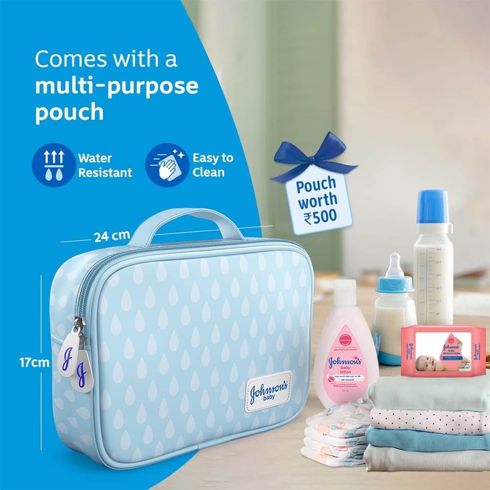 Johnson's Baby Gift Pack with Pouch - Complete Newborn Care Essentials Set