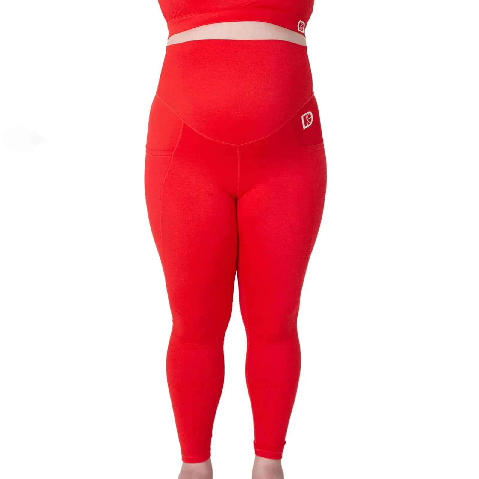 Latched Maternity and Postnatal Active Support Leggings - Red