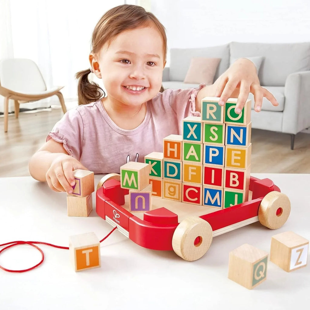 Hape Pull Along Cart with Stacking Blocks