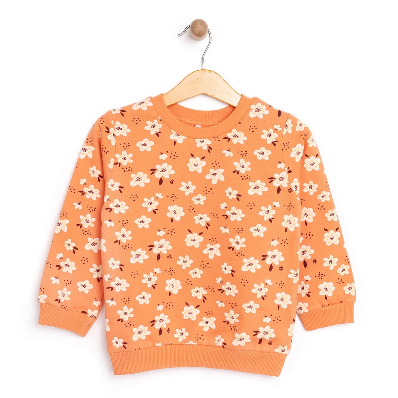 HelloBaby Baby Girl Basic Flower Printed Sweatshirt - Printed