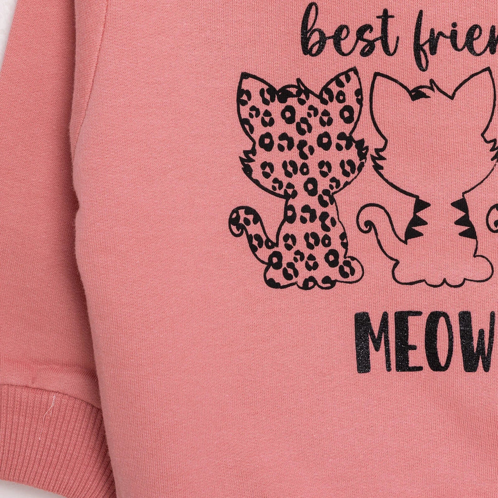 HelloBaby Baby Girl Cat Printed Sweatshirt - Light Rose