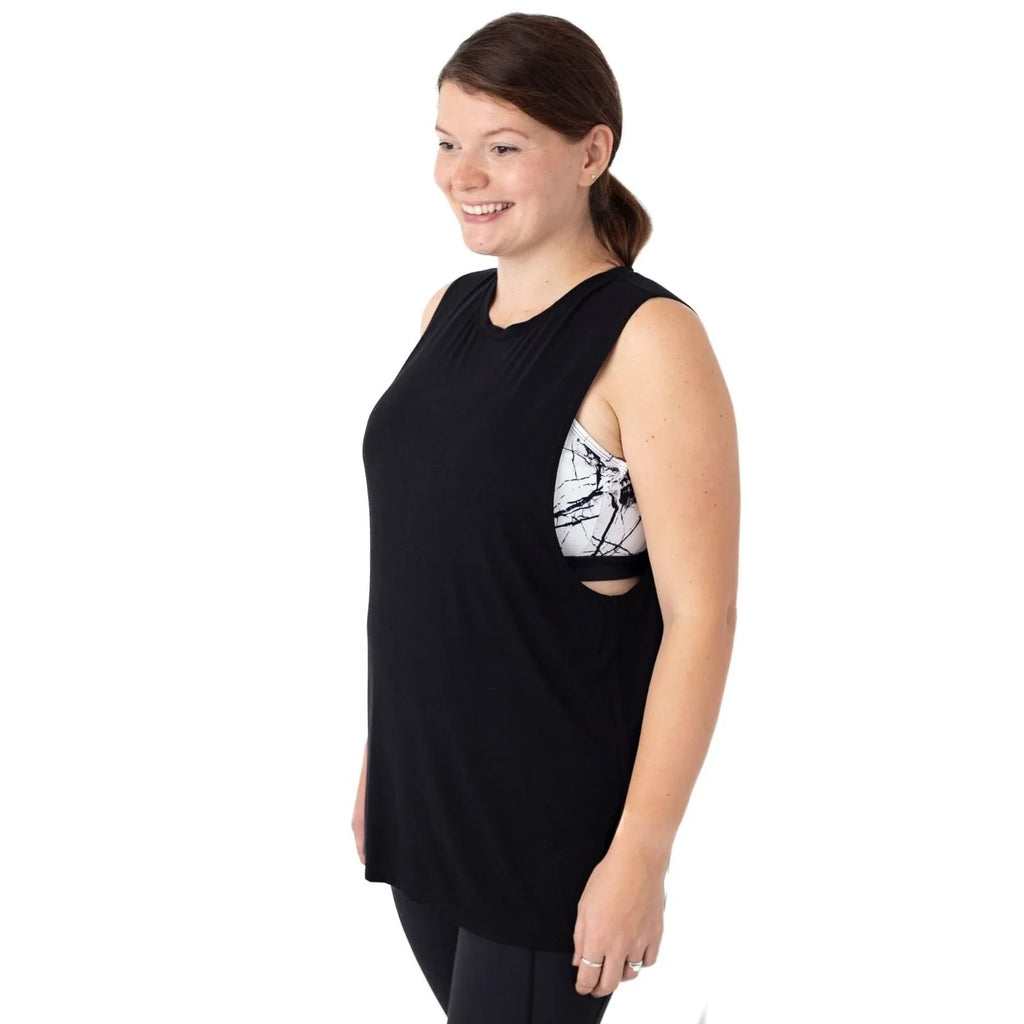 Maternity and Nursing Longline Vest Top - Black