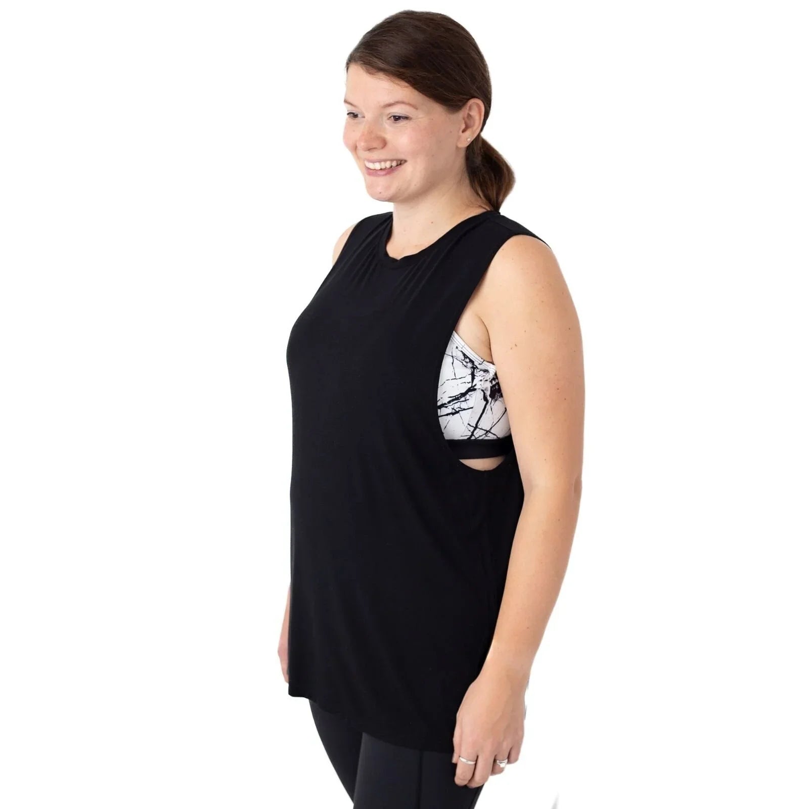 Maternity and Nursing Longline Vest Top - Black