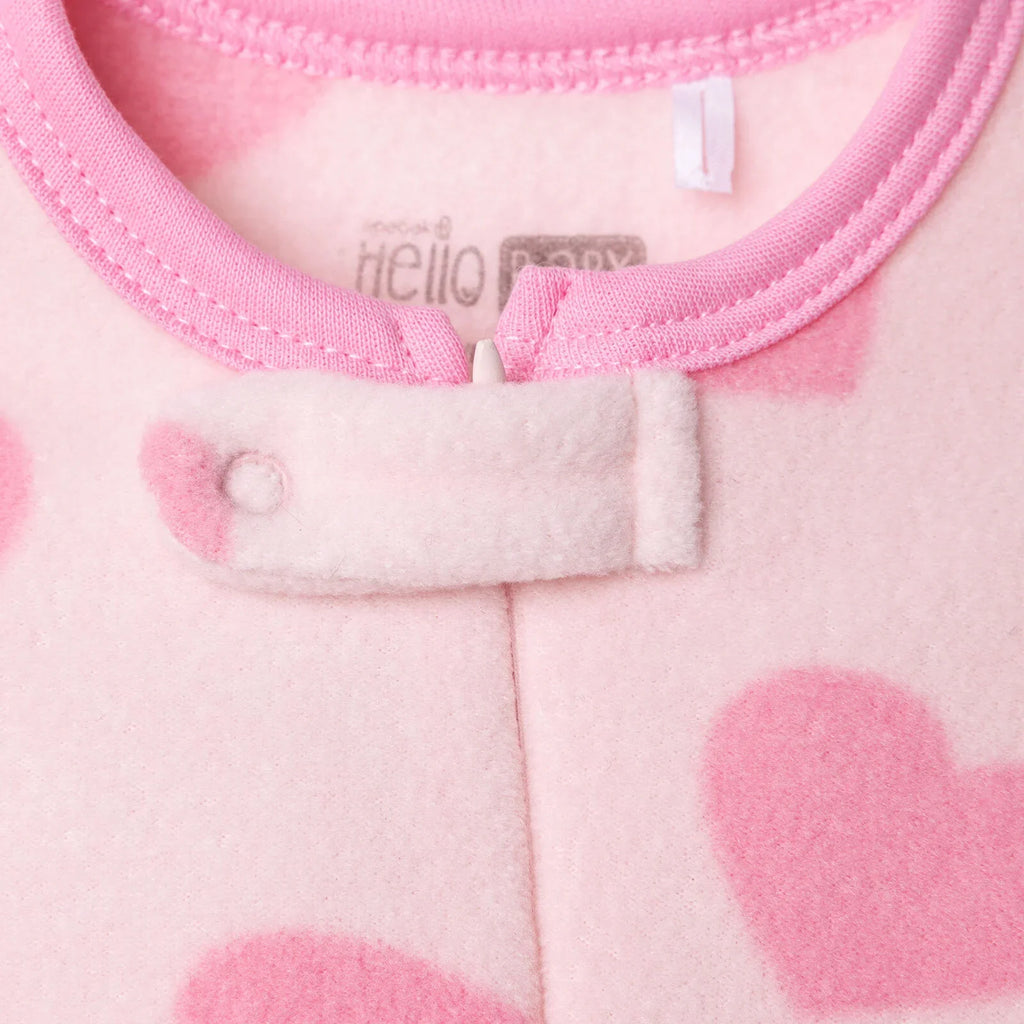 HelloBaby Newborn Polar Footed Jumpsuit - Pink Printed
