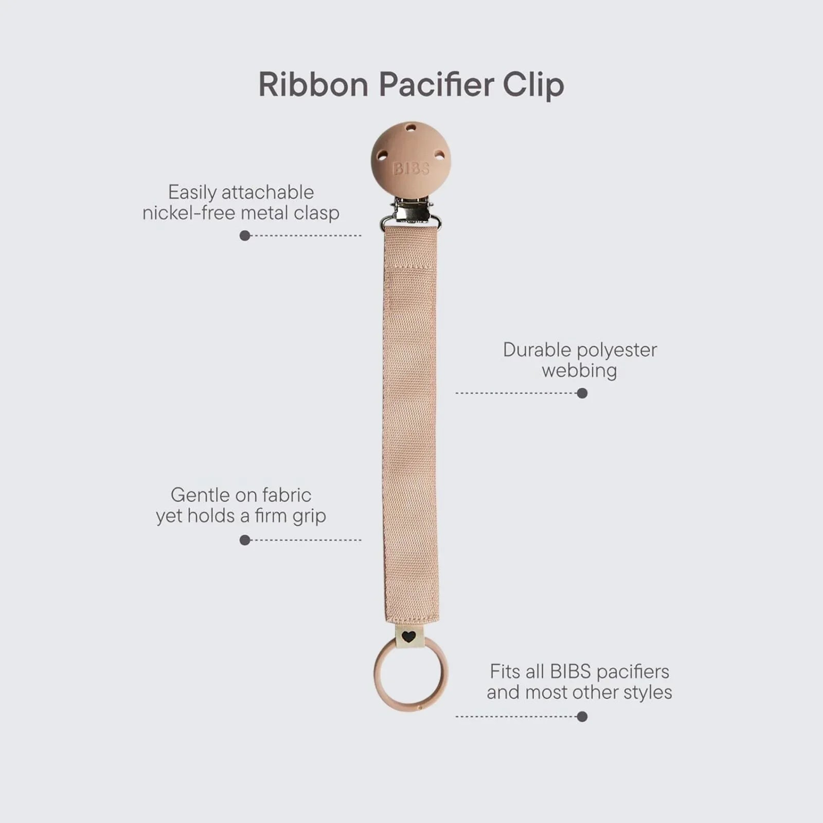 BIBS Soother Clip Ribbon - Blush